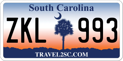 SC license plate ZKL993