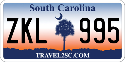 SC license plate ZKL995