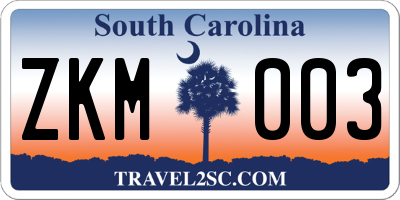 SC license plate ZKM003