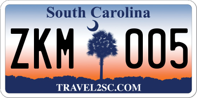 SC license plate ZKM005