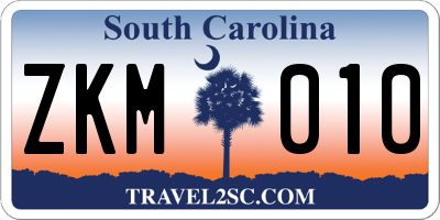 SC license plate ZKM010