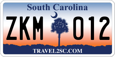 SC license plate ZKM012