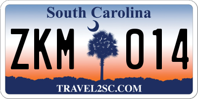 SC license plate ZKM014