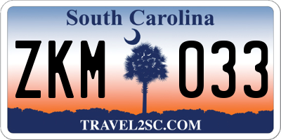 SC license plate ZKM033