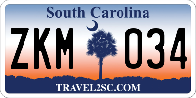 SC license plate ZKM034