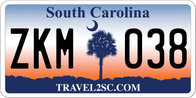 SC license plate ZKM038