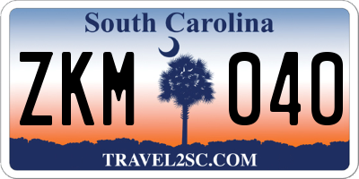 SC license plate ZKM040