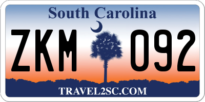 SC license plate ZKM092