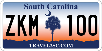 SC license plate ZKM100