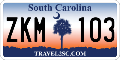 SC license plate ZKM103