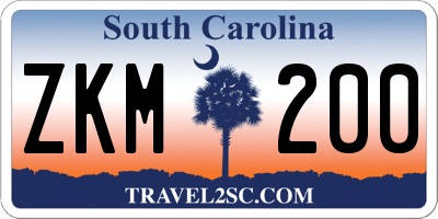 SC license plate ZKM200