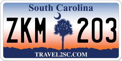 SC license plate ZKM203