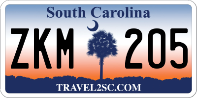 SC license plate ZKM205