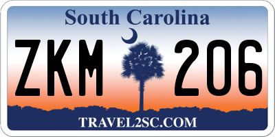 SC license plate ZKM206