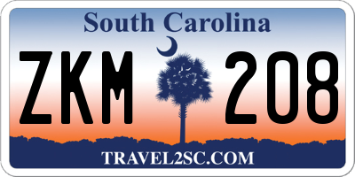 SC license plate ZKM208