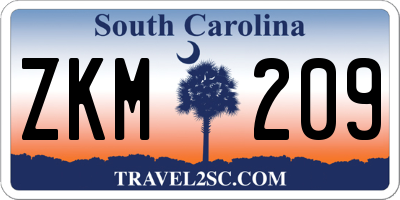 SC license plate ZKM209