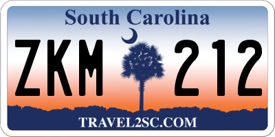 SC license plate ZKM212