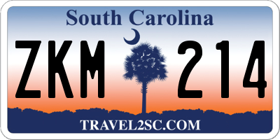 SC license plate ZKM214