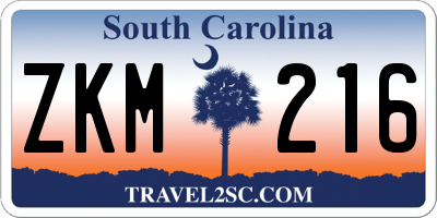 SC license plate ZKM216