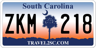 SC license plate ZKM218
