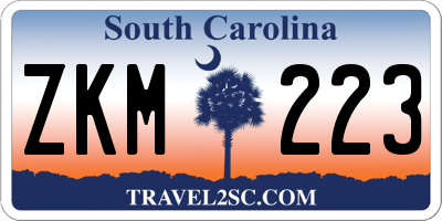 SC license plate ZKM223