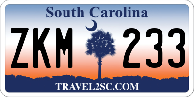 SC license plate ZKM233