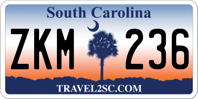 SC license plate ZKM236