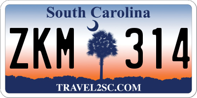 SC license plate ZKM314