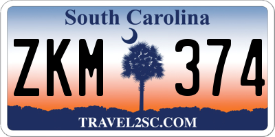 SC license plate ZKM374