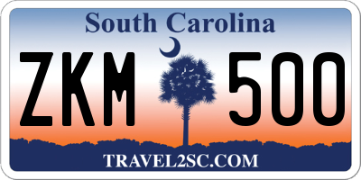 SC license plate ZKM500