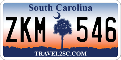 SC license plate ZKM546