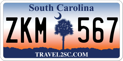 SC license plate ZKM567