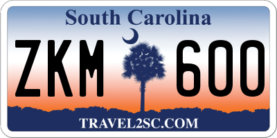 SC license plate ZKM600