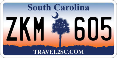 SC license plate ZKM605