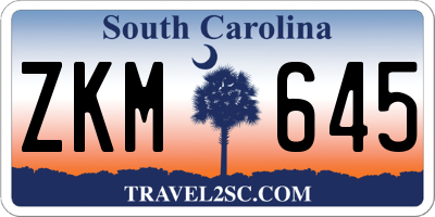 SC license plate ZKM645