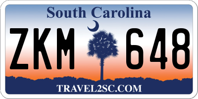 SC license plate ZKM648