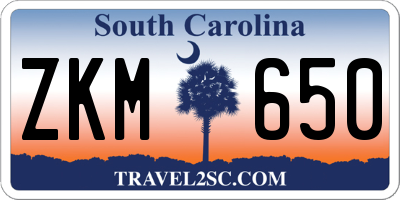SC license plate ZKM650