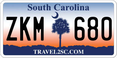 SC license plate ZKM680