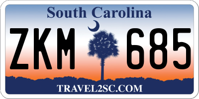SC license plate ZKM685