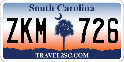 SC license plate ZKM726