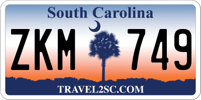 SC license plate ZKM749
