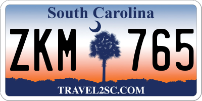 SC license plate ZKM765