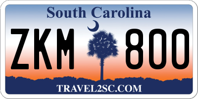 SC license plate ZKM800