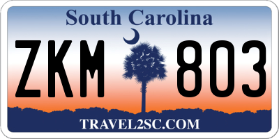 SC license plate ZKM803