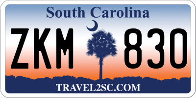 SC license plate ZKM830