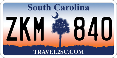 SC license plate ZKM840