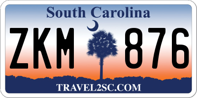 SC license plate ZKM876