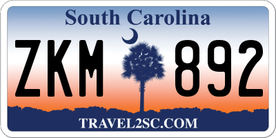 SC license plate ZKM892