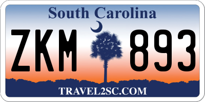 SC license plate ZKM893