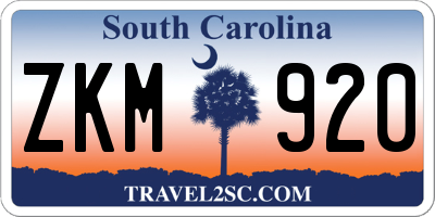 SC license plate ZKM920